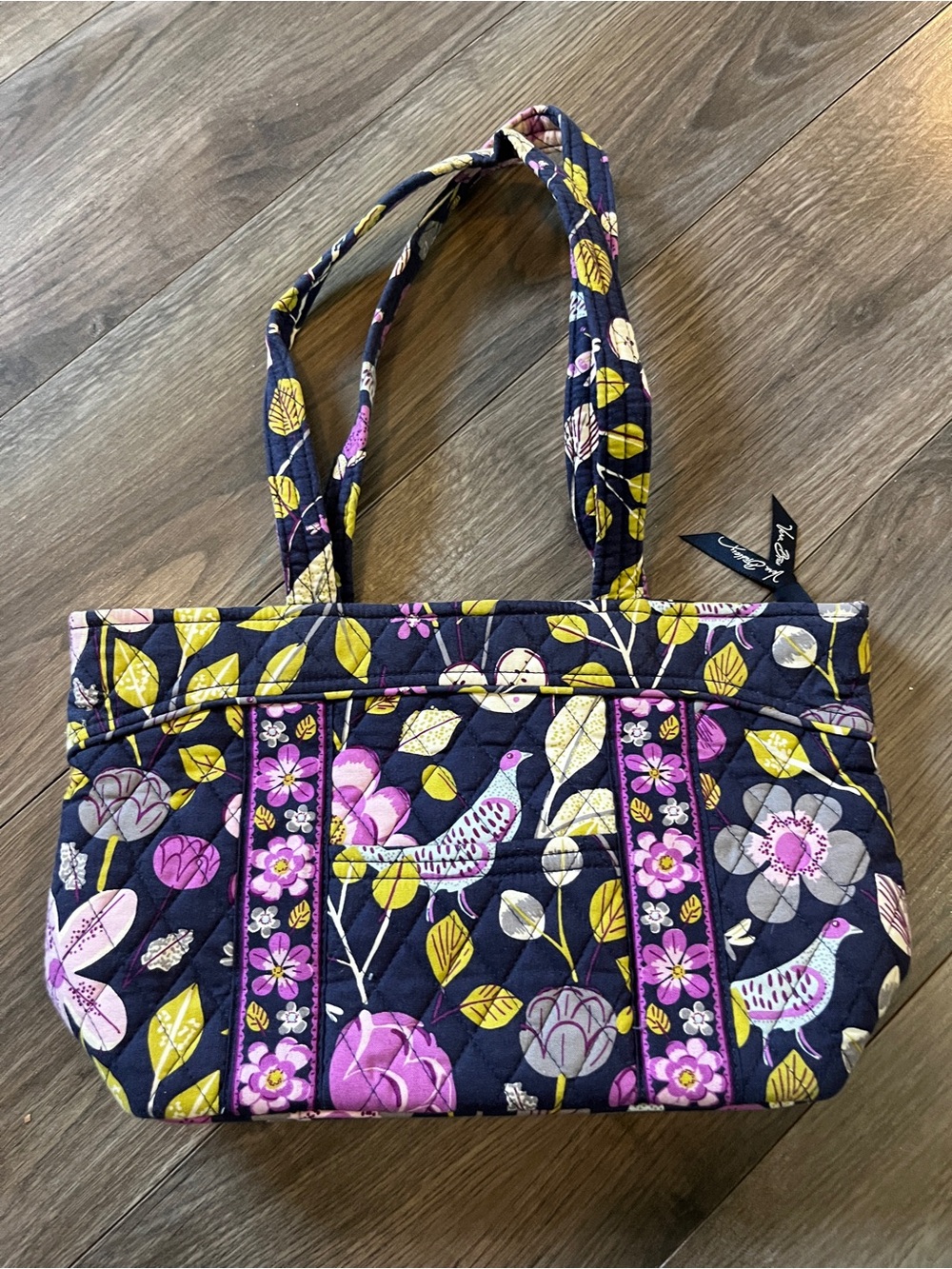 Vera Bradley *retired* Navy Purple Quilted Floral Nightingale tote